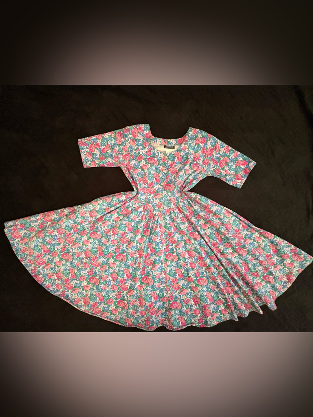Vintage Cotton Floral Button-Up Circle dress
